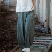 Elegant Women's Cotton Linen Baggy Cargo Pants Vintage Elastic Waist Yoga Trousers Loose Casual Long Wide Leg Oversize Clothes
